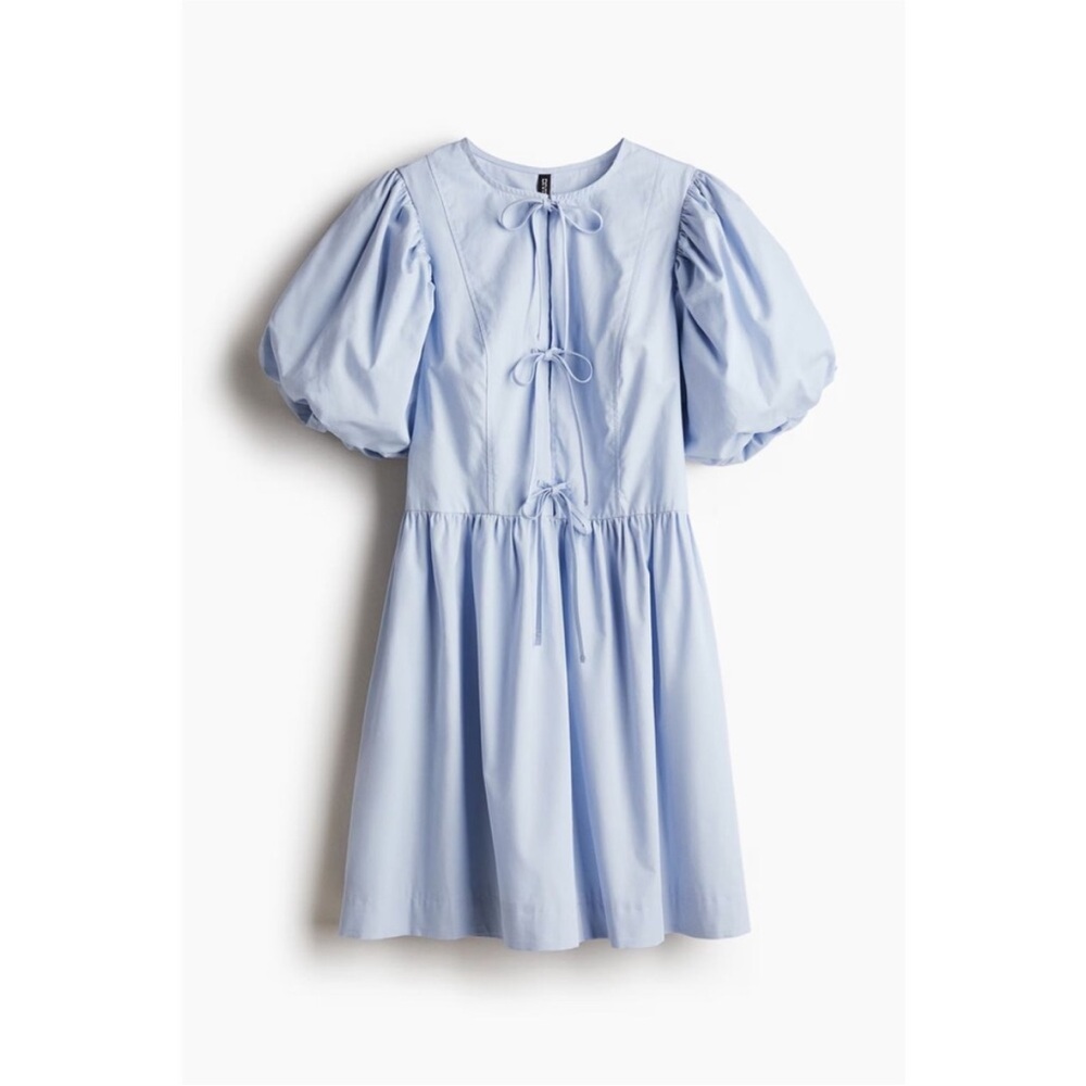 H&M Sky Blue Puff Sleeve Mini Dress